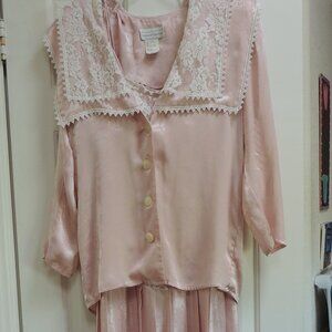 Vintage Jessica McClintock Pink Dropped Waist Dress Jacket Lace Detail 9/10